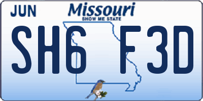 MO license plate SH6F3D