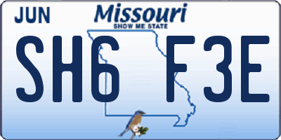 MO license plate SH6F3E