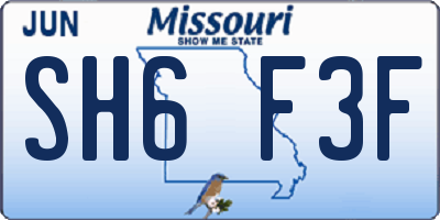 MO license plate SH6F3F