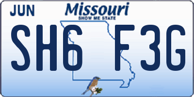 MO license plate SH6F3G