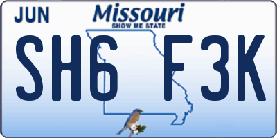 MO license plate SH6F3K