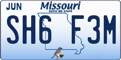 MO license plate SH6F3M