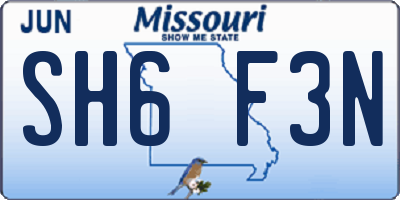 MO license plate SH6F3N
