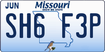 MO license plate SH6F3P