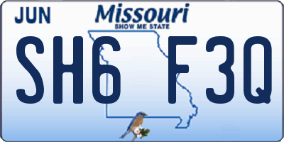 MO license plate SH6F3Q