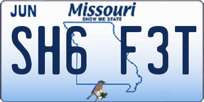 MO license plate SH6F3T