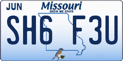 MO license plate SH6F3U
