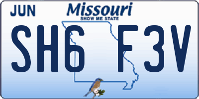 MO license plate SH6F3V