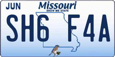 MO license plate SH6F4A