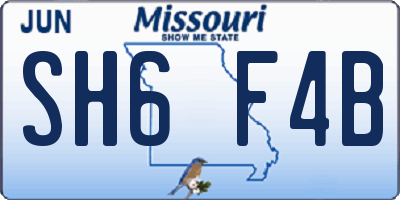 MO license plate SH6F4B