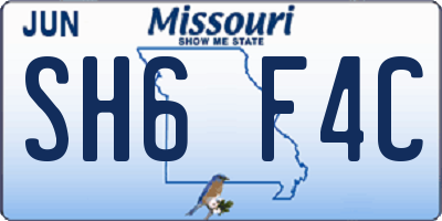 MO license plate SH6F4C
