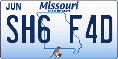 MO license plate SH6F4D