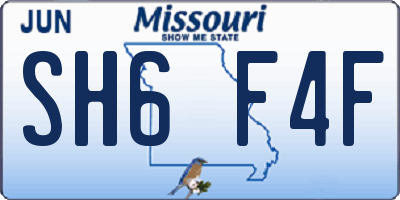 MO license plate SH6F4F