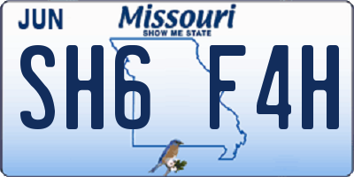 MO license plate SH6F4H