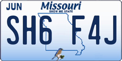 MO license plate SH6F4J