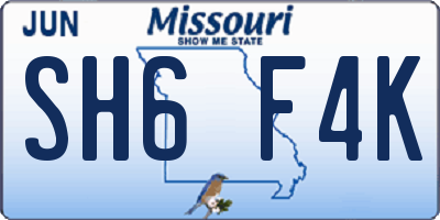 MO license plate SH6F4K
