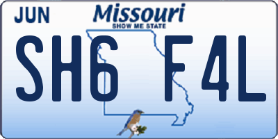 MO license plate SH6F4L