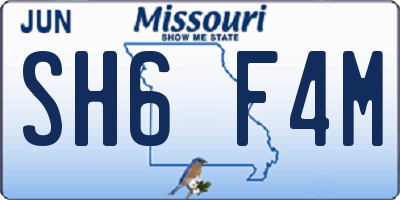MO license plate SH6F4M