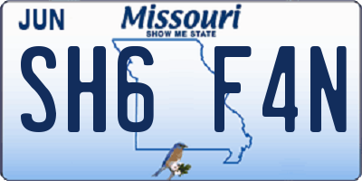 MO license plate SH6F4N