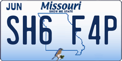 MO license plate SH6F4P