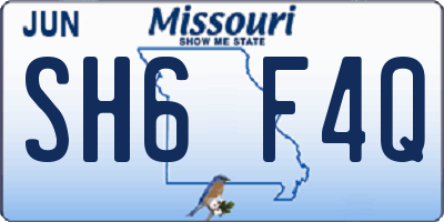 MO license plate SH6F4Q