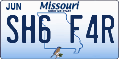 MO license plate SH6F4R