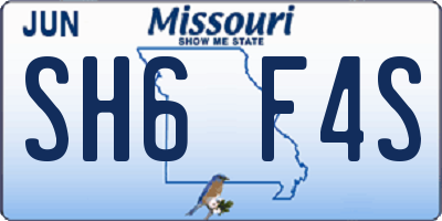 MO license plate SH6F4S