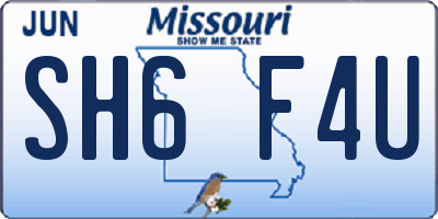 MO license plate SH6F4U