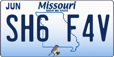 MO license plate SH6F4V