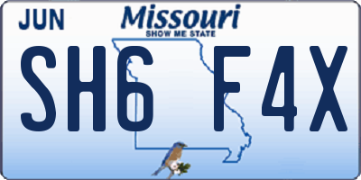 MO license plate SH6F4X
