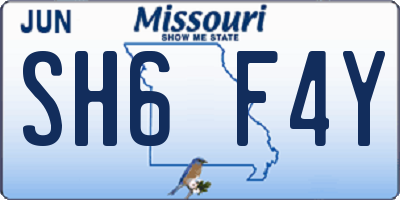 MO license plate SH6F4Y