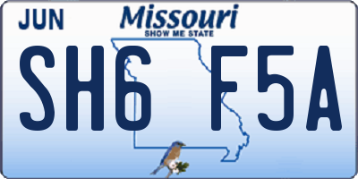 MO license plate SH6F5A