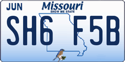 MO license plate SH6F5B