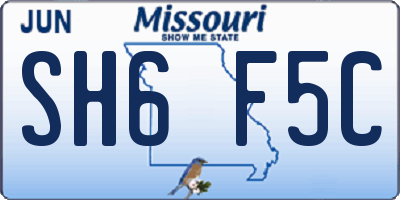 MO license plate SH6F5C