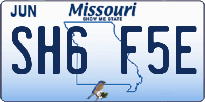 MO license plate SH6F5E