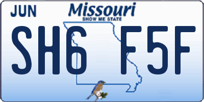 MO license plate SH6F5F