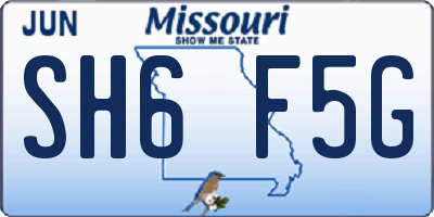 MO license plate SH6F5G