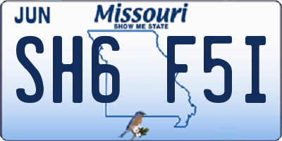 MO license plate SH6F5I