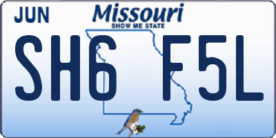 MO license plate SH6F5L