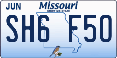 MO license plate SH6F5O