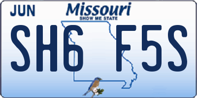 MO license plate SH6F5S