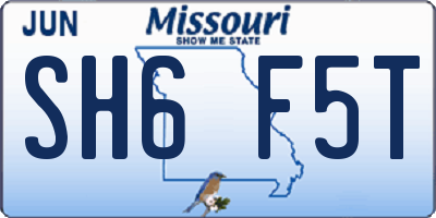 MO license plate SH6F5T