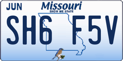 MO license plate SH6F5V