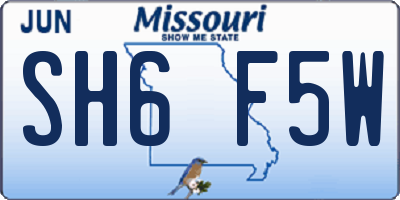 MO license plate SH6F5W