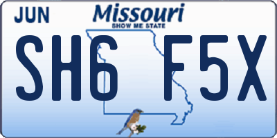 MO license plate SH6F5X
