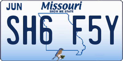 MO license plate SH6F5Y