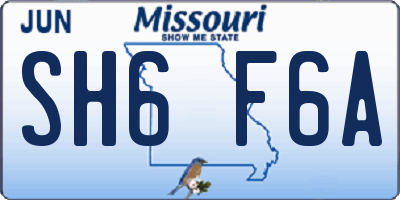 MO license plate SH6F6A