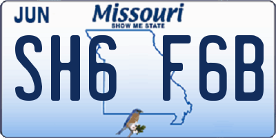 MO license plate SH6F6B