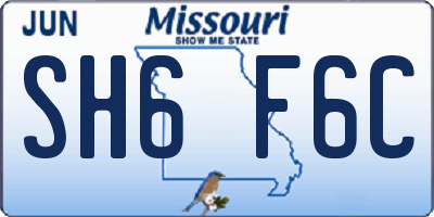 MO license plate SH6F6C