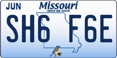 MO license plate SH6F6E
